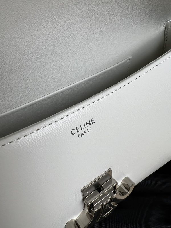 CELINE LOLA Medium Shiny Calfskin Handbag white - Image 7