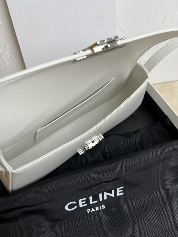 CELINE LOLA Medium Shiny Calfskin Handbag white - Image 8