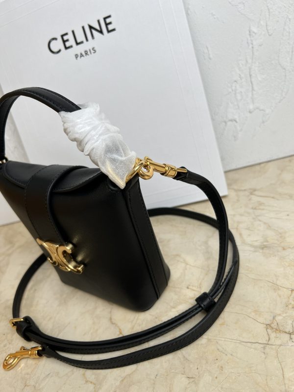 CELIN_E TRIOMPHE MINI BUCKET BAG IN LEATHER BLACK - Image 3