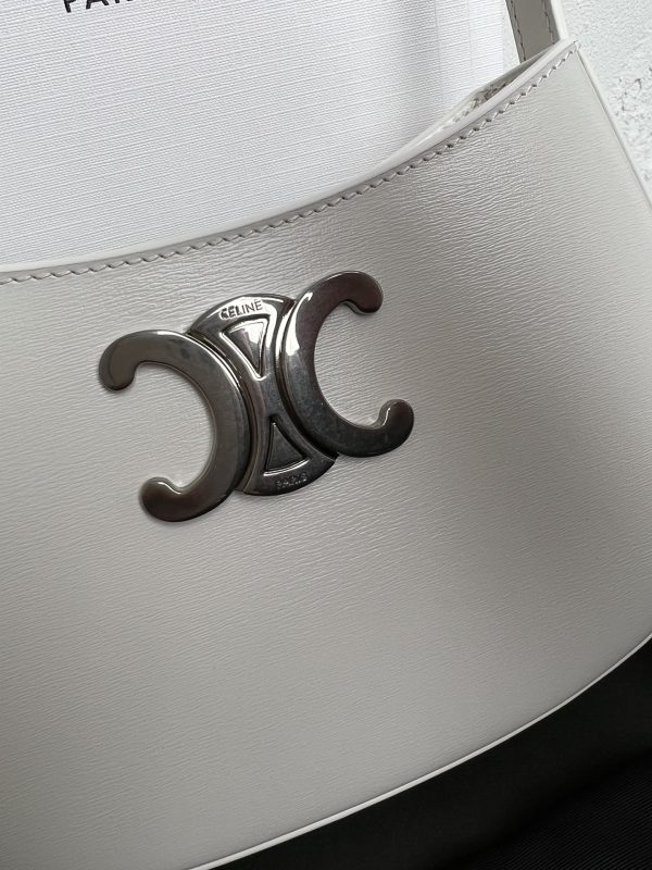 CELINE 2024 New TILLY Medium Shiny Calfskin Handbag white - Image 4