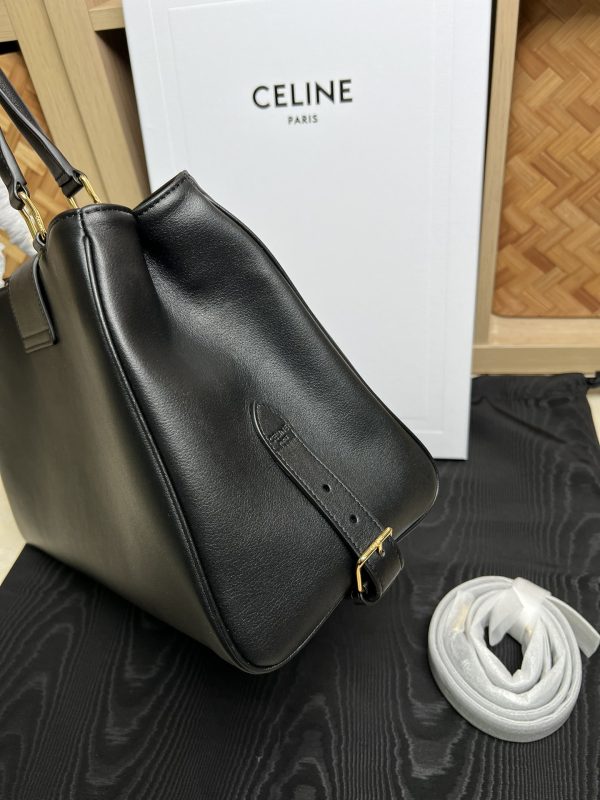Celine cowhide suede lining gold finish handbag shoulder and crossbody black - Image 3