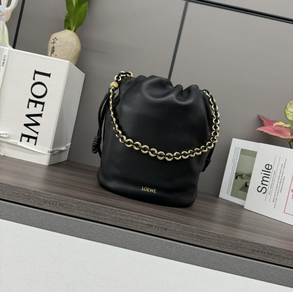 Loewe Flamenco Purse Bucket Bag in Soft Nappa Leather Black
