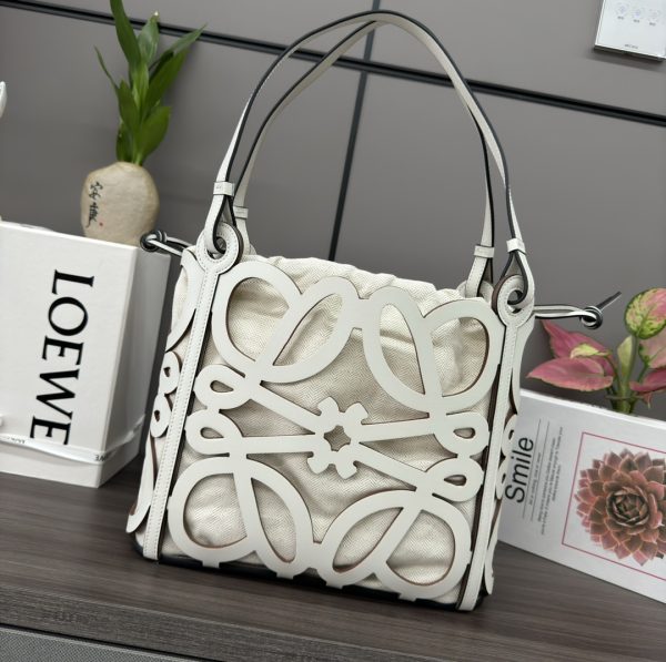 Loewe's new small hollow cowhide leather Anagram Tote handbag A