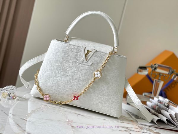 Exquisite M20708 white floral three piece puzzleCapucines medium-sized handbag bath new seas tr3qt7ej