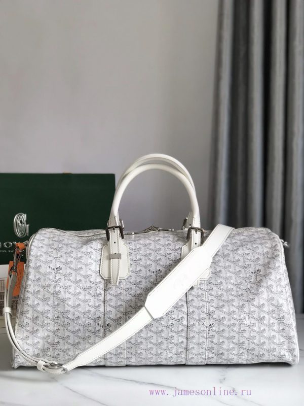 ? The Boston45 travel bag is made of Goyardine cotton linen canvas and Servon calf leather, x4uht78u