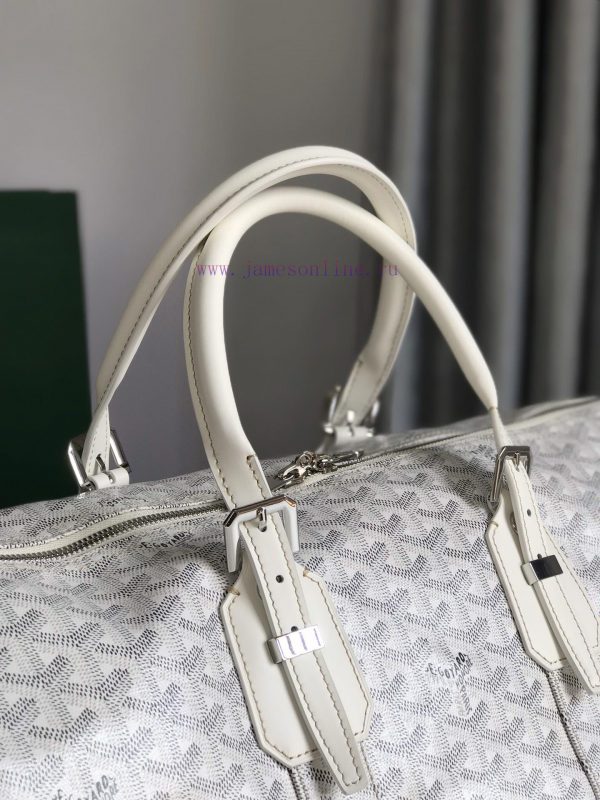 ? The Boston45 travel bag is made of Goyardine cotton linen canvas and Servon calf leather, x4uht78u - Image 5