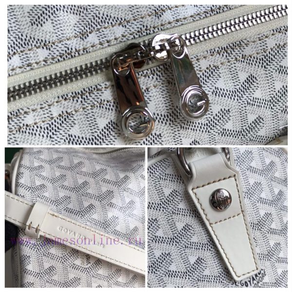 ? The Boston45 travel bag is made of Goyardine cotton linen canvas and Servon calf leather, x4uht78u - Image 10