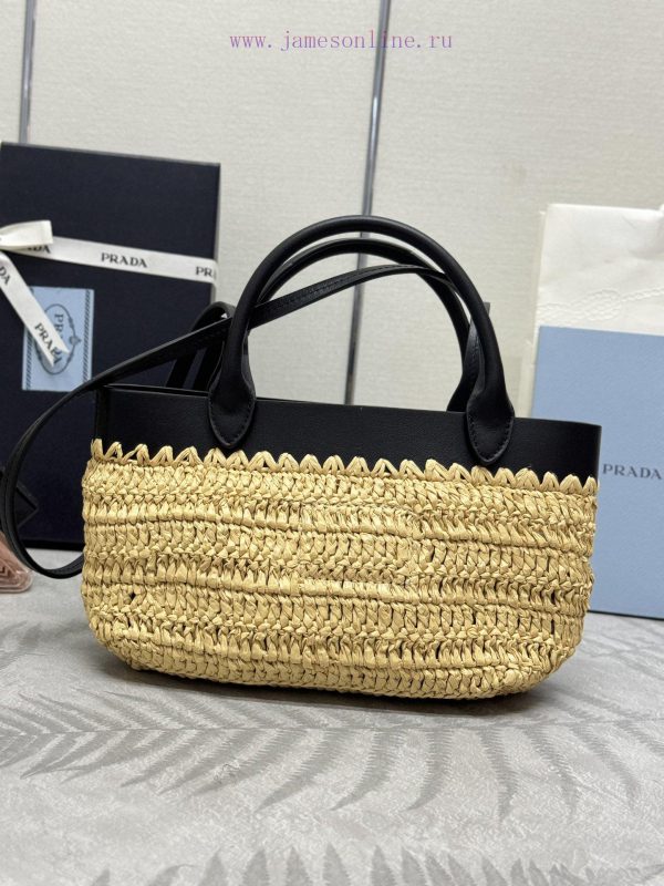 The new grass woven tote bag 1bg501, a small woven fabric tote bag with soft material, is a fuu5hgzj - Image 5
