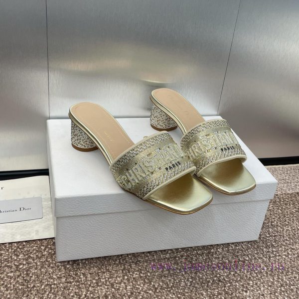 Dior 2024 DWAY Spring/Summer New One Word Drag Color blocked Hot Diamond Women's Shoes CD Lejlvyyn11