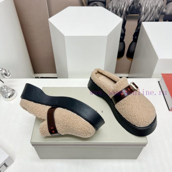 Top tierMARNI 2023 Autumn/Winter New CollectionCasual hairy single shoesCute and Warm Baby Svozi238f - Image 9