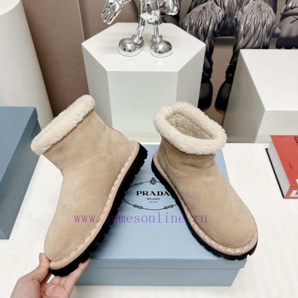 Top tierPrada 23vs Autumn/Winter Latest Explosive SeriesRound headed triangular snow bootsNu8veksxz2 - Image 5