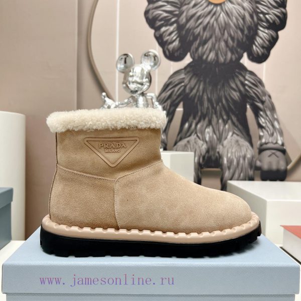 Top tierPrada 23vs Autumn/Winter Latest Explosive SeriesRound headed triangular snow bootsNu8veksxz2 - Image 6