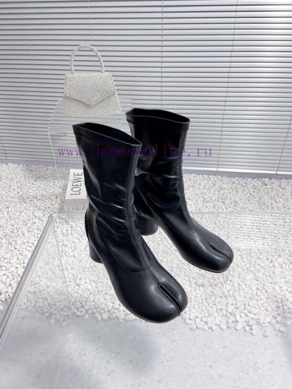 High qualityMaison Margiela MM6 new round heel pinch toe elastic boots and short bootsMateri3c2o5vld - Image 4