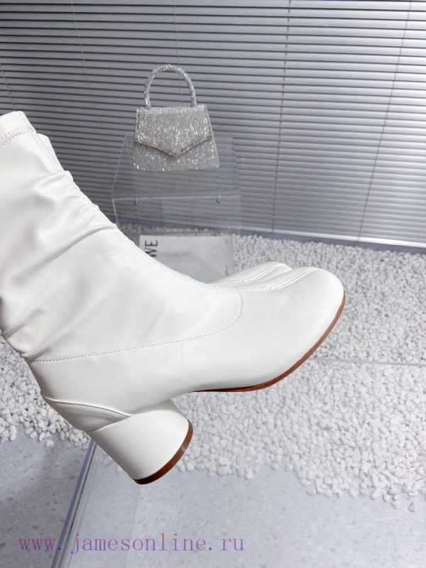 High qualityMaison Margiela MM6 new round heel pinch toe elastic boots and short bootsMaterionp0o3vr - Image 9
