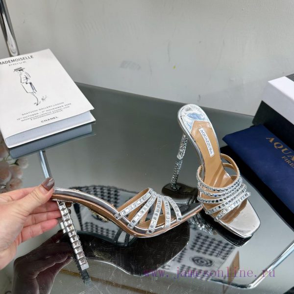 2024 Spring/Summer New AQUAZURA Zp Original Mold New Glass Door Diamond Heel Sandals————————pwxtufss - Image 8
