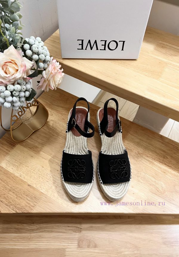 Brand LoeweLOEWE (Roewe) Slope heeled Fisherman's Shoes for Women, Canvas and Cow LeatherAnauwh7b99a