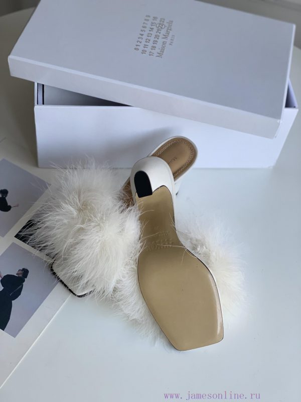 High quality Maison Margiela MM6 new slippersUpper mink fur lining sheepskin heel height 5.5wj76ohps - Image 6