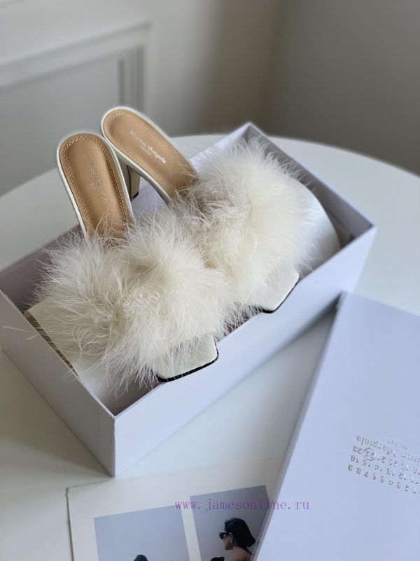 High quality Maison Margiela MM6 new slippersUpper mink fur lining sheepskin heel height 5.5wj76ohps - Image 10