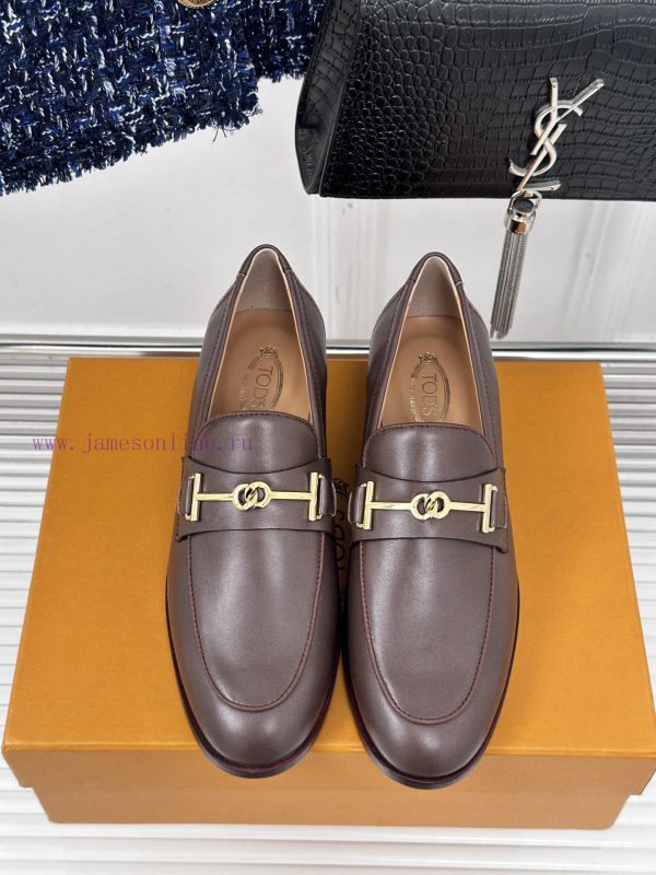Tods Classic Coarse Heel Horseneck BuckleLefu shoesSignature T-shaped buckle, simple and exqssgdp57q - Image 5