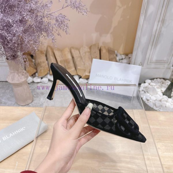 ?MANOLO BLAHNlK 2024 The new Mb fashionable women's high-heeled checkered cloth M ü ller sl05qcw2v7 - Image 5