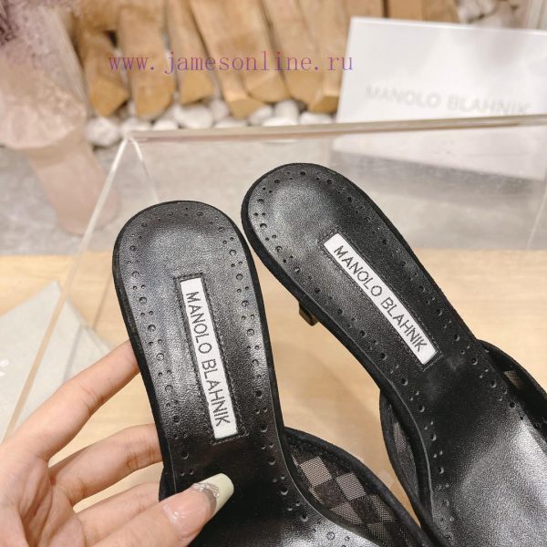 ?MANOLO BLAHNlK 2024 The new Mb fashionable women's high-heeled checkered cloth M ü ller sl05qcw2v7 - Image 8