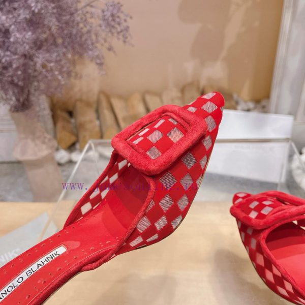?MANOLO BLAHNlK 2024 The new Mb fashionable women's high-heeled checkered cloth M ü ller sleffq7mkr - Image 9