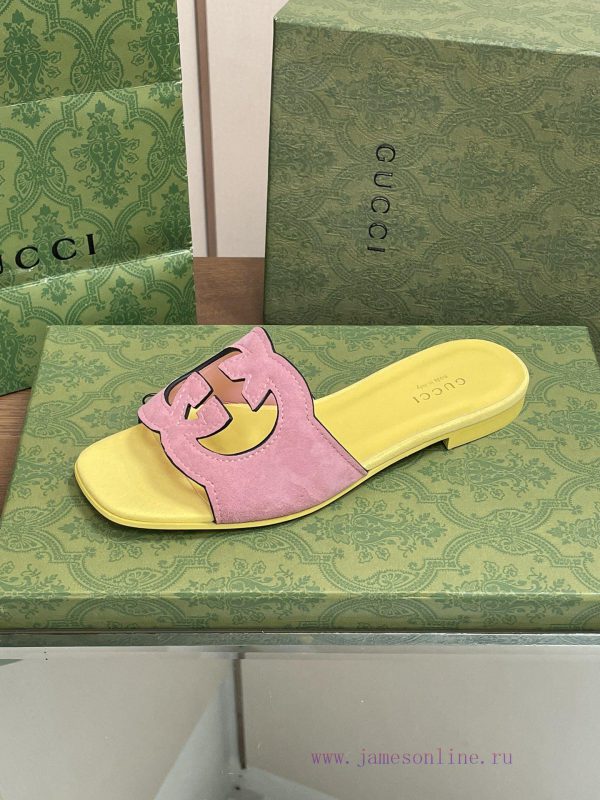 2024 Summer New Collection in Stock, Gucci High Quality Slippers Double G Hollow Oil Edge Cro124zjtb - Image 6