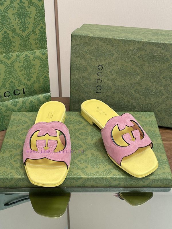 2024 Summer New Collection in Stock, Gucci High Quality Slippers Double G Hollow Oil Edge Cro124zjtb - Image 7