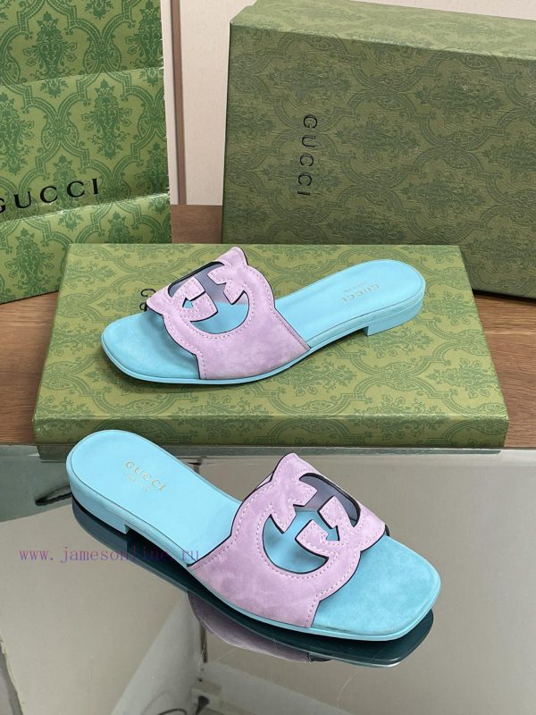 2024 Summer New Collection in Stock, Gucci High Quality Slippers Double G Hollow Oil Edge Crxumdz2u7 - Image 3