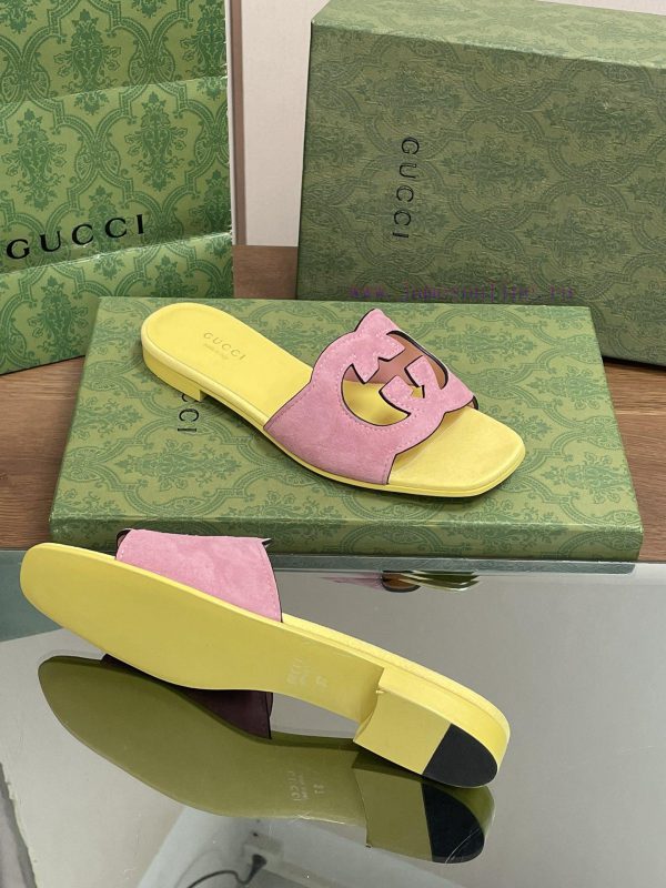 2024 Summer New Collection in Stock, Gucci High Quality Slippers Double G Hollow Oil Edge Cro124zjtb - Image 10
