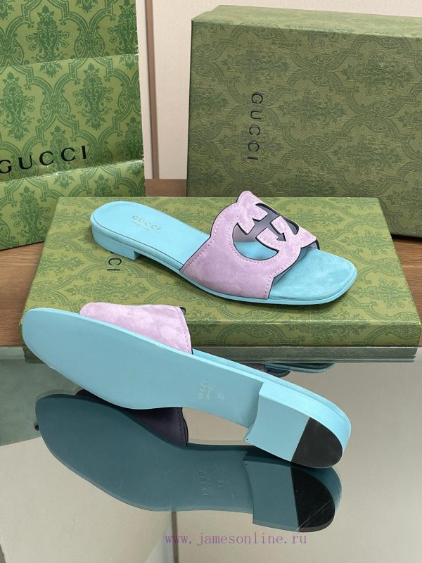 2024 Summer New Collection in Stock, Gucci High Quality Slippers Double G Hollow Oil Edge Crxumdz2u7 - Image 10