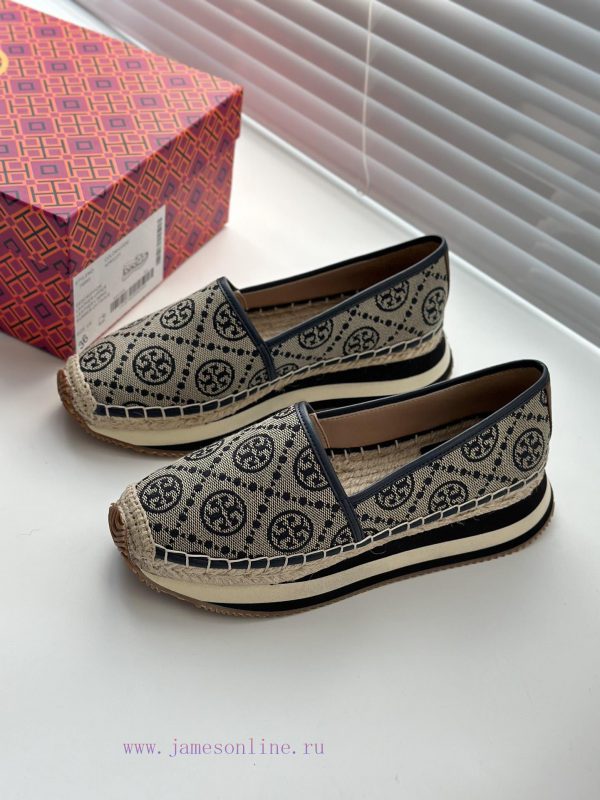 Blue jacquard fabricTBTORY BURCH T MONOGRAM Fisherman's Shoes Women's Shoes 82839 Fall 2021 w0z3jj5g