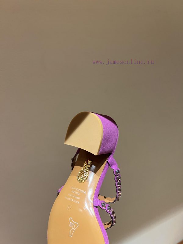 The mostAQUAZURA Big Pineapple Water Diamond Decorative Coarse Heel Sandals2024 Spring/Summewrtnhczt - Image 9