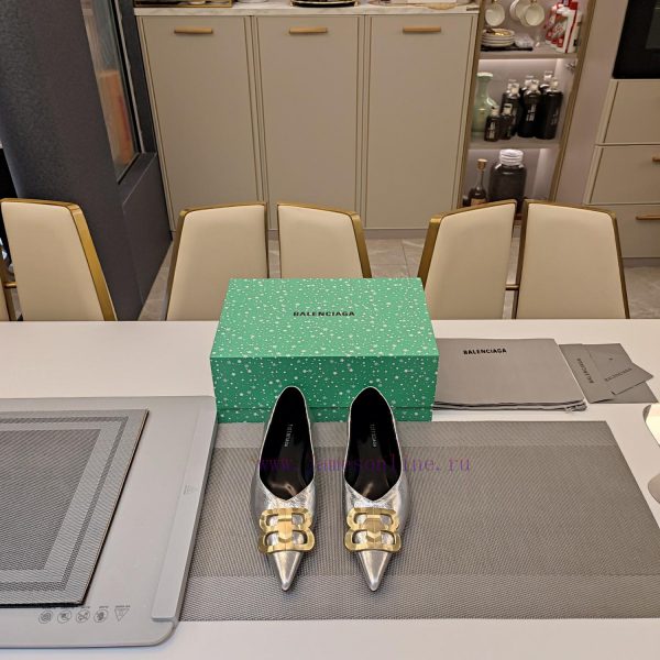 Balenciaga 2024 "Sixth Generation" 3D Double B Buckle Decoration Flat Bottom Single Shoe2024ai1wlsc2