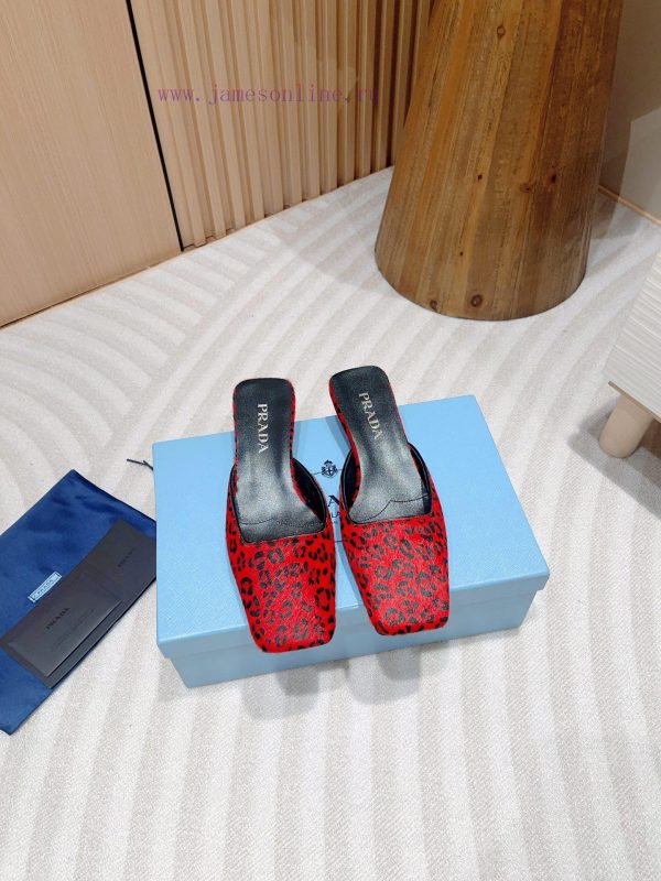 -24Fw Summer New Prada Square Head Leopard Pattern Muller Half SlippersThis leopard print M ay9nmjh1