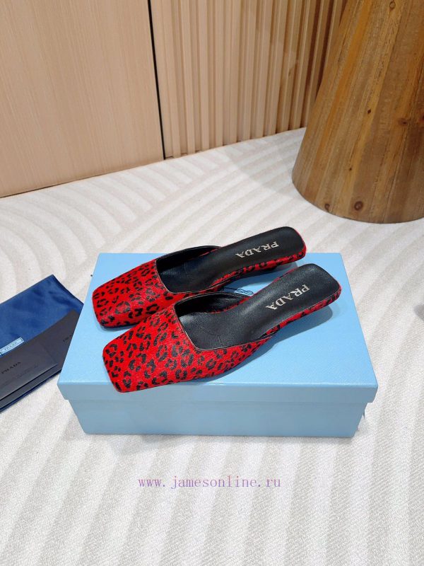 -24Fw Summer New Prada Square Head Leopard Pattern Muller Half SlippersThis leopard print M ay9nmjh1 - Image 3