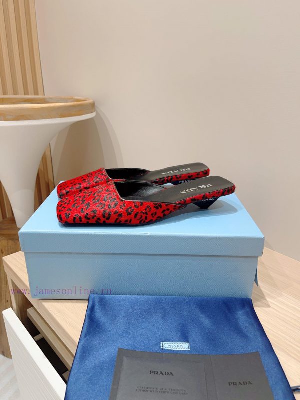 -24Fw Summer New Prada Square Head Leopard Pattern Muller Half SlippersThis leopard print M ay9nmjh1 - Image 7