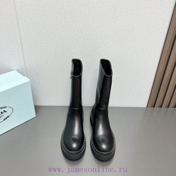 Top tierPrada 24vs Autumn/Winter Latest Explosive Martin Boot SeriesRound toe thick soled bog09v4jce