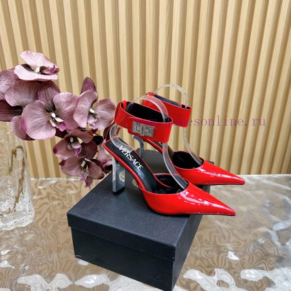 Versace Versace/GIANNI RIBBON High Heels with Medusa bow on the front, using classic 'Nastrom4rvpbgm