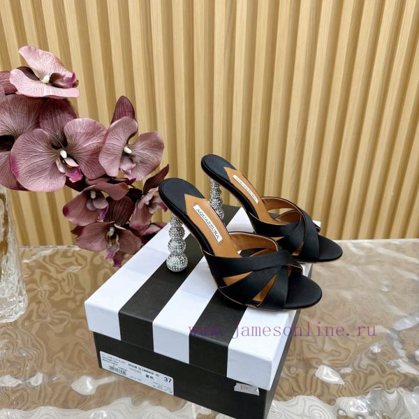 Aquazzura2024 New Top Pineapple Women's Hollow High Heel Sandals Original 1:1 Open Mold Heeln86899w5