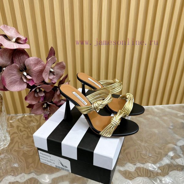 Aquazzura2024 New Top Pineapple Women's Twisted Flower Weaving Slippers High Heel Sandals Org2mrwlul
