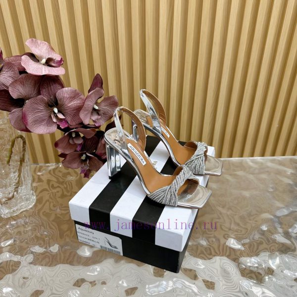 Aquazzura2024 New Top Pineapple Women's Twisted Flower Weaving Slippers High Heel Sandals Ormhc3uar5