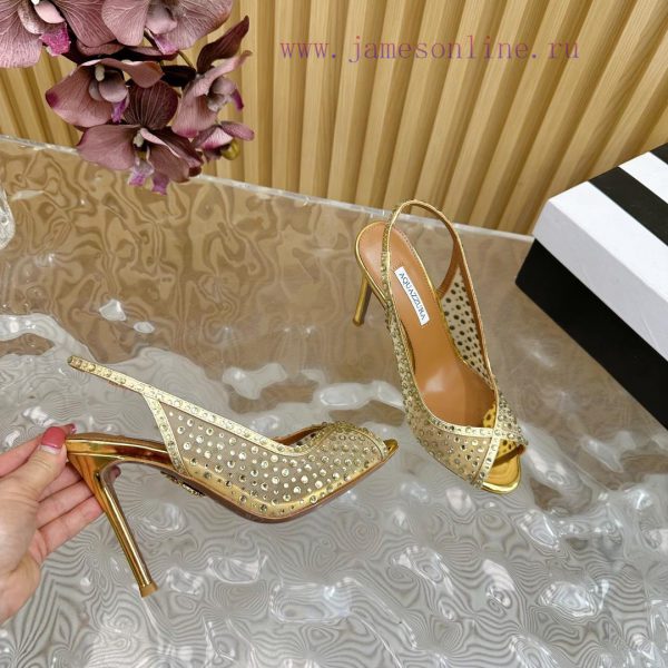 Aquazzura 2024 New Top Pineapple Women's Mesh Mesh Fish Mouth High Heel Sandals Original 1:11yoqzo6d - Image 8