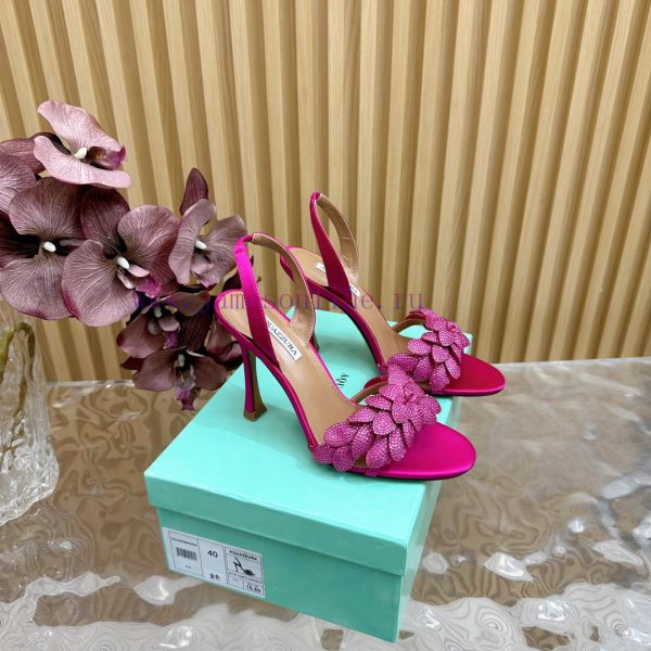 Aquazzura 2024 New Top Pineapple Women's Flower High Heel Sandals Original 1:1 Open Model Her1rva21d
