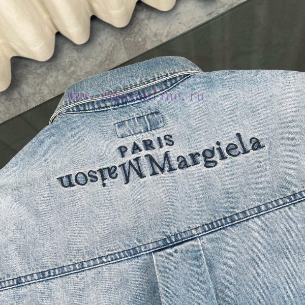 𝐌𝐚𝐢𝐬𝐨𝐧𝐌𝐚𝐫𝐠𝐢𝐞𝐥𝐚. mm6 Magira digital embroidery pocket washed retro blue denim shirt jacketMa txxdzz0u - Image 5