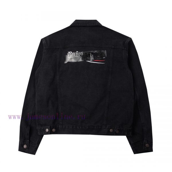 High qualityBalenciaga/Balenciaga Cola Embroidered Adhesive Letter Cowboy Jacket Jacket for 5u0p512q - Image 3