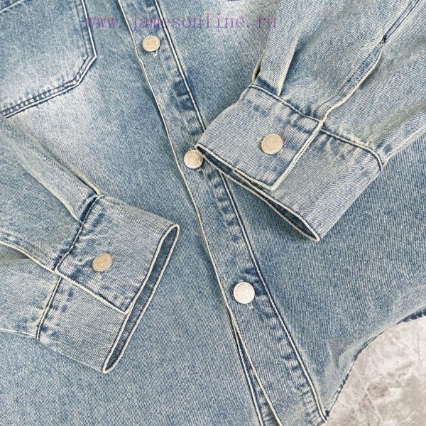 𝐌𝐚𝐢𝐬𝐨𝐧𝐌𝐚𝐫𝐠𝐢𝐞𝐥𝐚. mm6 Magira digital embroidery pocket washed retro blue denim shirt jacketMa txxdzz0u - Image 9