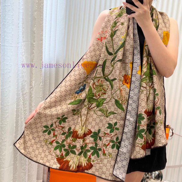 ️ NewGucci Double sided Double color Flower Cashmere Scarf~Super lift color High female cashz828n2l7