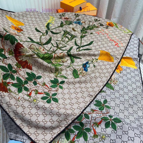 ️ NewGucci Double sided Double color Flower Cashmere Scarf~Super lift color High female cashz828n2l7 - Image 8