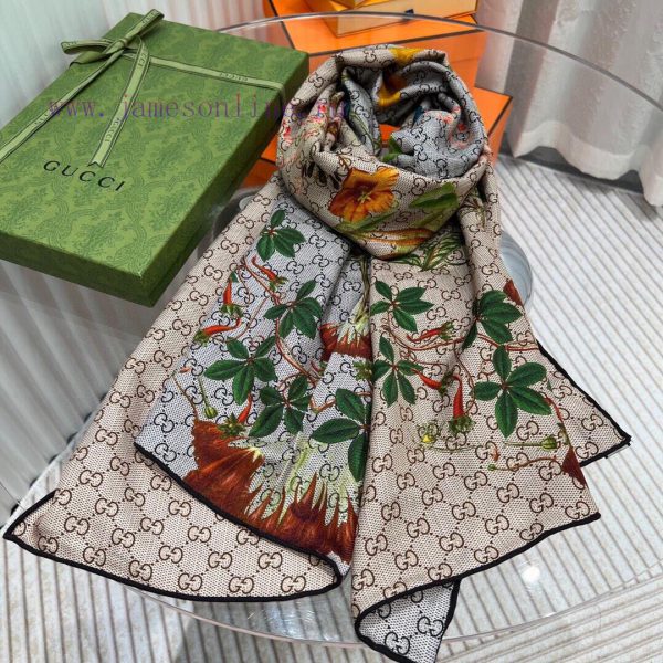 ️ NewGucci Double sided Double color Flower Cashmere Scarf~Super lift color High female cashz828n2l7 - Image 9